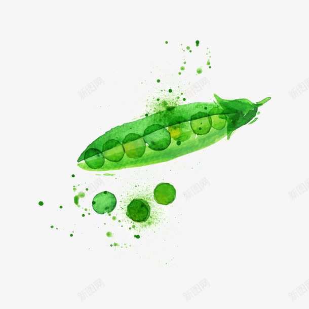 卡通水彩蔬菜豌豆png免抠素材_新图网 https://ixintu.com 卡通 水彩 蔬菜 豌豆