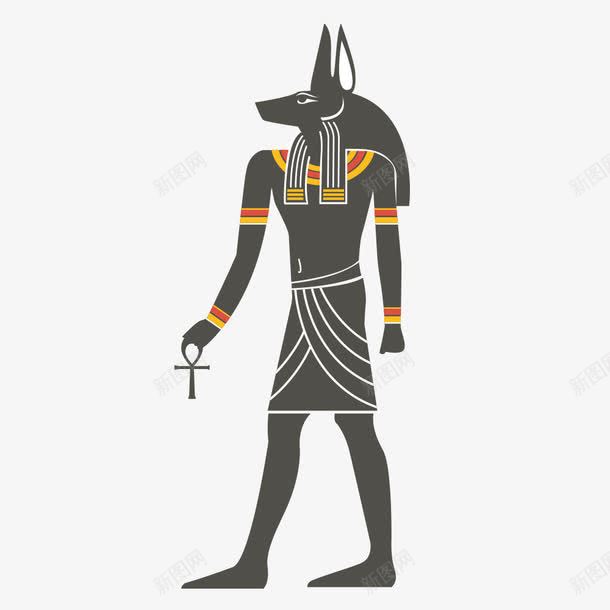 埃及狗头神png免抠素材_新图网 https://ixintu.com 传统文化 卡通 埃及图腾人像 埃及文化 平面 手绘