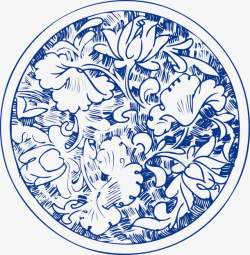 标题装饰图案蓝色青花瓷花纹高清图片