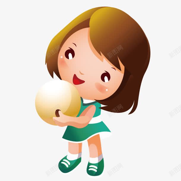 女孩拿着保龄球png免抠素材_新图网 https://ixintu.com 保龄球 卡通 女孩 矢量人物 运动