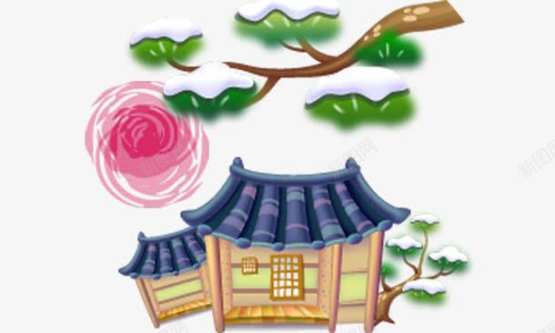 卡通古典小屋建筑png免抠素材_新图网 https://ixintu.com 中国风 卡通 古典 小屋 建筑物