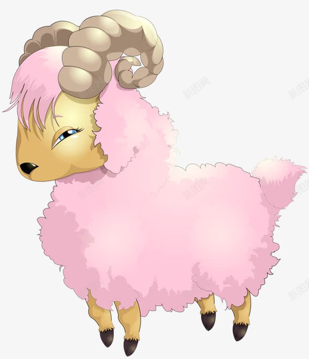 粉色绵羊png免抠素材_新图网 https://ixintu.com 动物 可爱 手绘 粉色 绵羊
