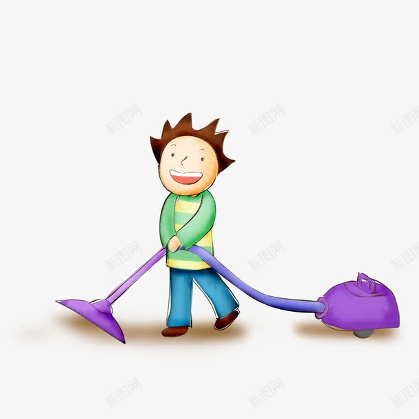 打扫家务的男孩png免抠素材_新图网 https://ixintu.com 做家务 可爱 吸尘器 手绘 男孩 紫色