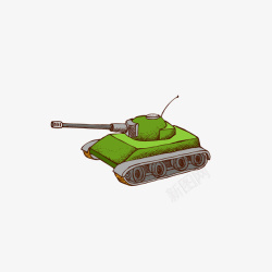 军手绘卡通绿色坦克矢量图高清图片