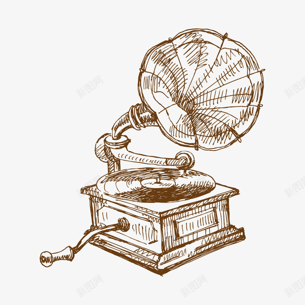 手绘留声机png免抠素材_新图网 https://ixintu.com 手绘 手绘画 留声机 矢量装饰 装饰