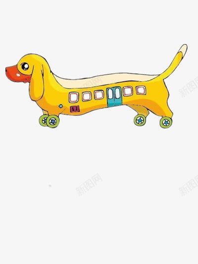 腊肠狗玩具列车png免抠素材_新图网 https://ixintu.com 儿童 卡通 可爱 图片