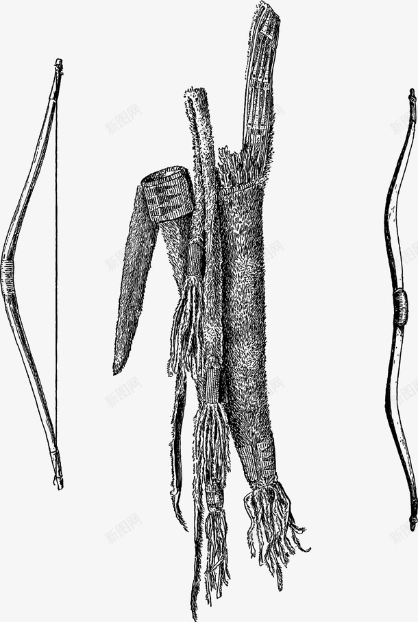 弓箭矢量图eps免抠素材_新图网 https://ixintu.com 免费矢量下载 复古 弓箭 手绘 武器 矢量图