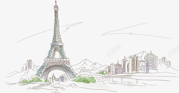 手绘巴黎铁塔png免抠素材_新图网 https://ixintu.com 巴黎铁塔 手绘 著名建筑