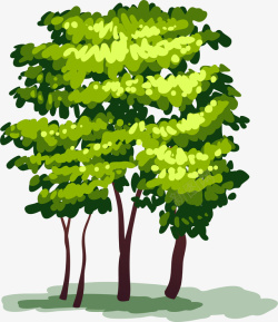 手绘绿色大树矢量图素材