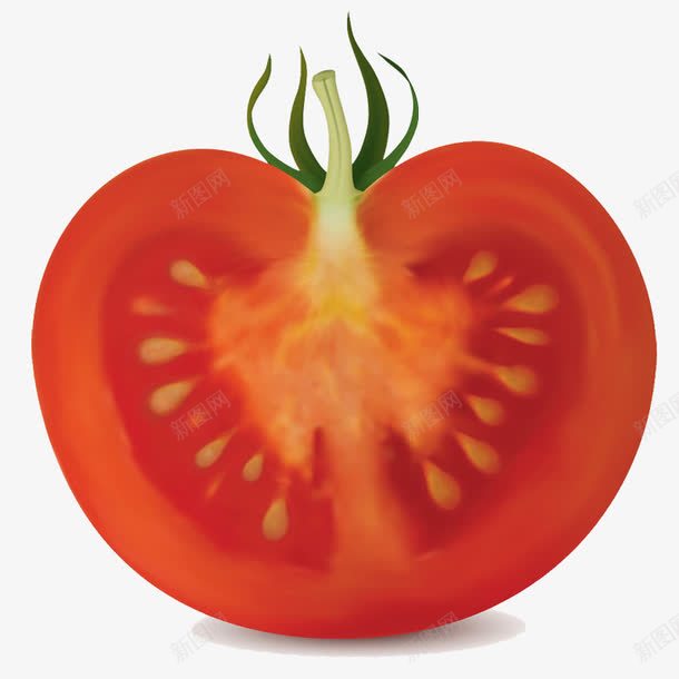 切开的柿子png免抠素材_新图网 https://ixintu.com 番茄 红色 蔬菜 西红柿
