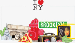 水彩纽约水彩手绘纽约旅游矢量图高清图片