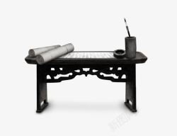 黑色中国风笔墨纸砚装饰图案素材
