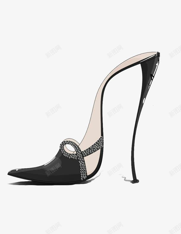 黑色女鞋png免抠素材_新图网 https://ixintu.com 图案设计 手绘 鞋 鞋子