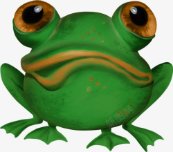 手绘绿色青蛙素材