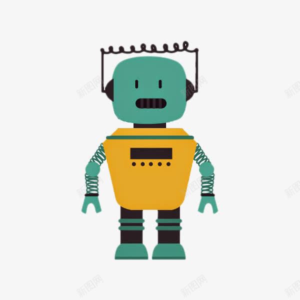 卡通机器人png免抠素材_新图网 https://ixintu.com 呆萌 机器人 绿色黄色