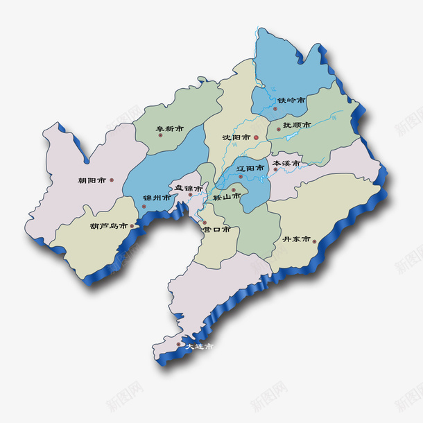 辽宁省地图psd免抠素材_新图网 https://ixintu.com 免抠 地图 省会 辽宁