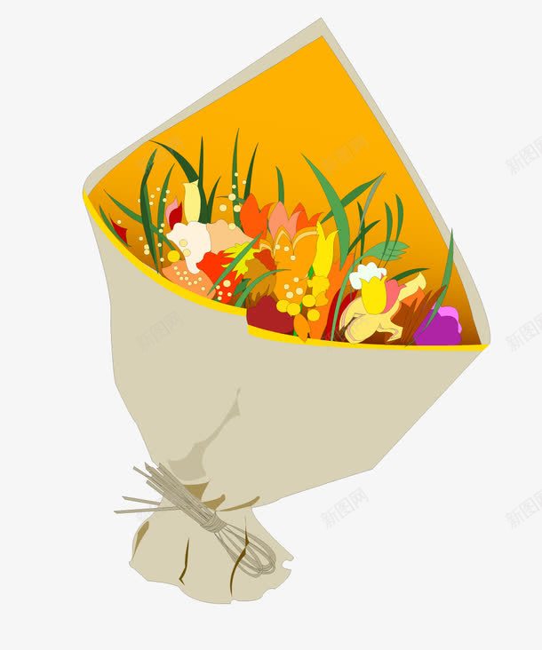 包装好的一束鲜花png免抠素材_新图网 https://ixintu.com 一束 包装 鲜花
