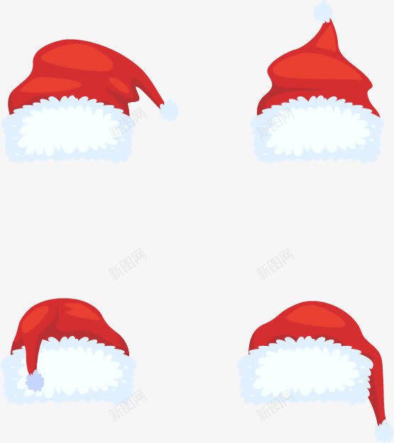 四顶扁平圣诞帽png免抠素材_新图网 https://ixintu.com 圣诞帽 圣诞节 帽子 红色