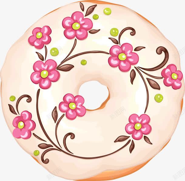 米色花朵甜甜圈png免抠素材_新图网 https://ixintu.com 免抠PNG 甜甜圈 米色 美食 花朵 装饰图案