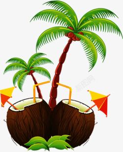 夏日椰子海报卡通椰子树素材