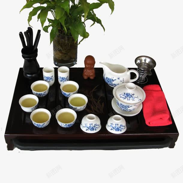 多人使用整套茶具带植物png免抠素材_新图网 https://ixintu.com 产品实物 多人整套茶具 茶具