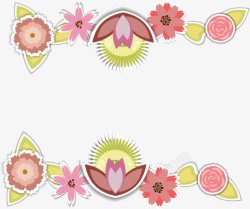 可爱卡通粉色花朵边框素材