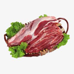 篮子装猪肉和生菜素材