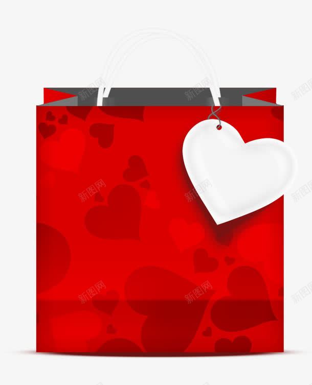 红色爱心购物袋png免抠素材_新图网 https://ixintu.com 买东西 爱心 红色 购物袋