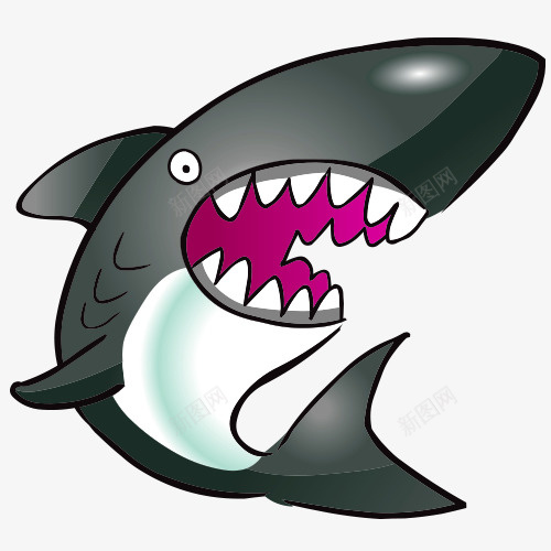 卡通鲨鱼psd免抠素材_新图网 https://ixintu.com 免抠图 热搜图 精美大图 鲨鱼素材卡通图