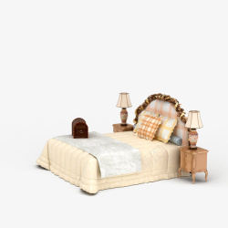 花纹大床方格枕头欧式大床高清图片