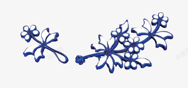 蓝色花卉png免抠素材_新图网 https://ixintu.com 中国扣 中国风 唐装扣 盘扣
