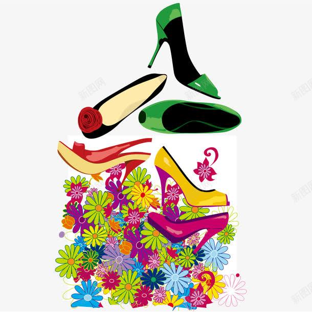 漂亮时尚的女性高跟鞋png免抠素材_新图网 https://ixintu.com 女鞋 时尚 矢量鞋子 花朵 高跟鞋
