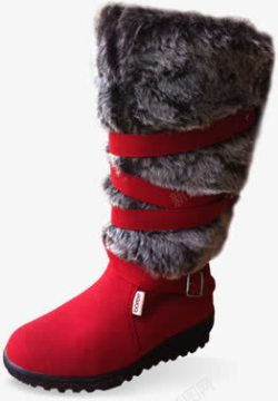 毛靴冬日毛靴保暖时尚红色高清图片