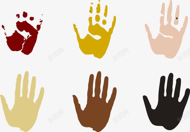 彩色的手印png免抠素材_新图网 https://ixintu.com PNG 可修改 彩色手印