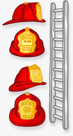 手绘消防帽子楼梯图案矢量图素材