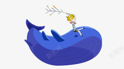 蓝色卡通鲸鱼儿童png免抠素材_新图网 https://ixintu.com 儿童 卡通 蓝色 鲸鱼