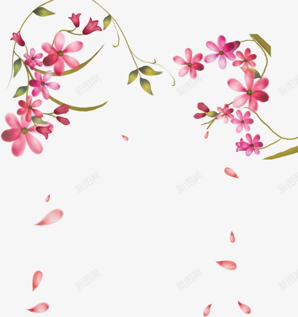 粉色缠绕花朵装饰png免抠素材_新图网 https://ixintu.com 粉色 缠绕 花朵 装饰