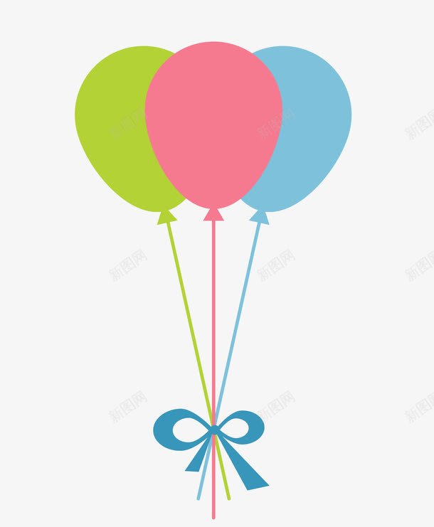 一捆气球png免抠素材_新图网 https://ixintu.com 一捆 气球 红蓝绿 蝴蝶结