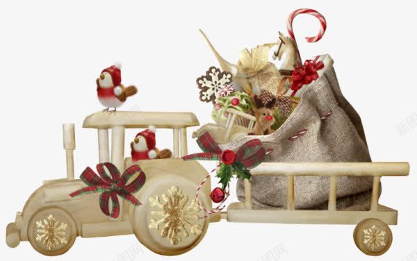 圣诞节礼物车png免抠素材_新图网 https://ixintu.com 圣诞节 圣诞节装饰小素材 手绘圣诞节图片 礼物车 麋鹿车