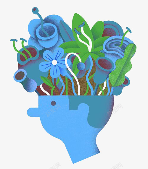 创意大脑png免抠素材_新图网 https://ixintu.com 创意插画 大脑 扁平化 植物 男孩