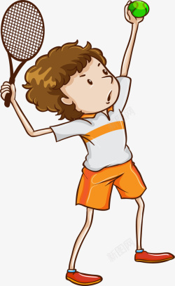 网球健将打网球的男孩矢量图高清图片