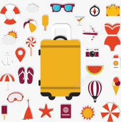 抽象黄色行李箱行李图案矢量图素材