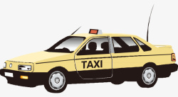 卡通手绘黄色出租车矢量图素材