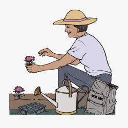 浇灌水壶种花农夫高清图片