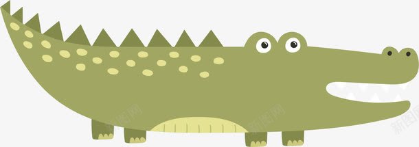手绘鳄鱼png免抠素材_新图网 https://ixintu.com 一只 动物 卡通 嘴巴 尾巴 绿色的 鳄鱼 黄色的