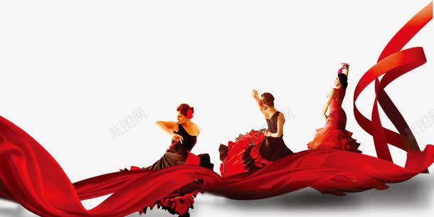 飘动的绸带和跳舞的人png免抠素材_新图网 https://ixintu.com 中国风 红色 跳舞的人 飘动的绸带