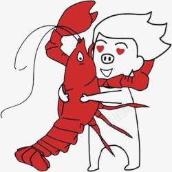 红色皮皮虾拥抱皮皮虾高清图片