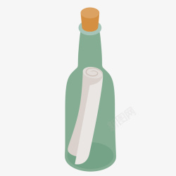 扁平化漂流瓶绿色卡通漂流瓶矢量图高清图片