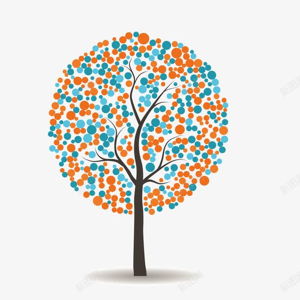 橙色蓝色卡通树png免抠素材_新图网 https://ixintu.com 卡通 树 笔刷 绿色