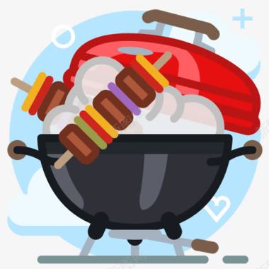 扁平化火锅烤肉元素图标图标